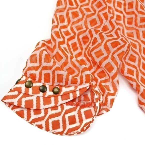 Stitch Fix Pomelo Sheer Tangerine Stripe Dot Top S - Picture 6 of 7